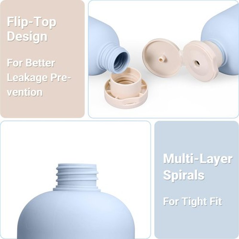 ASEVAT 6.7 oz Plastic Empty Squeeze Bottles for Shampoo, Travel Containers for Toiletries Leak Proof, Plastic Bottles with Caps, Shampoo Bottles Refillable for Lotion, Cream and Liquids (3 Pcs