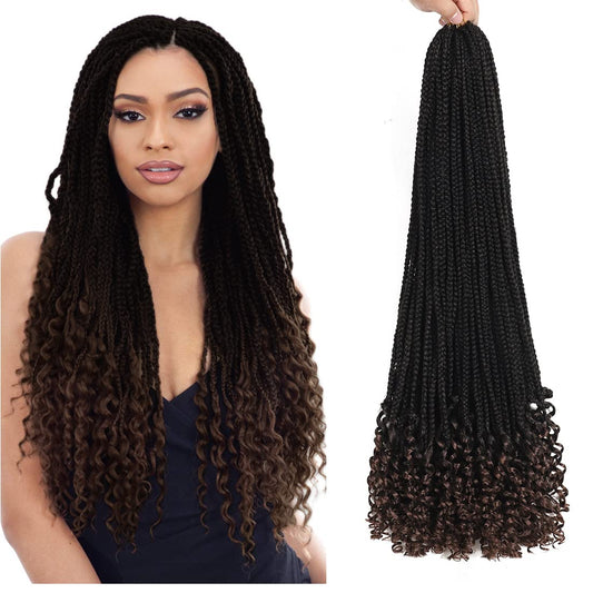 Crochet Box Braids Hair with Curly Ends 7 Packs Pre Looped Crochet Braids Goddess Box Braids Crochet Box Braid Hair(14 inch,T30)