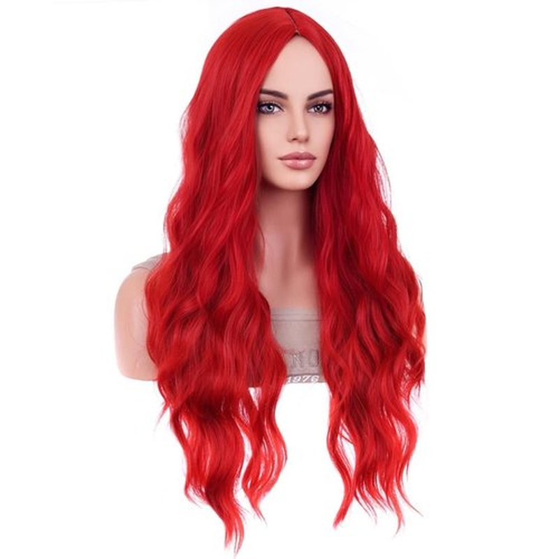BERON Red Wig Long Curly Wig Bright Red Wig Long Wavy Wig Red Wigs for Women Synthetic Wig for Daily Party