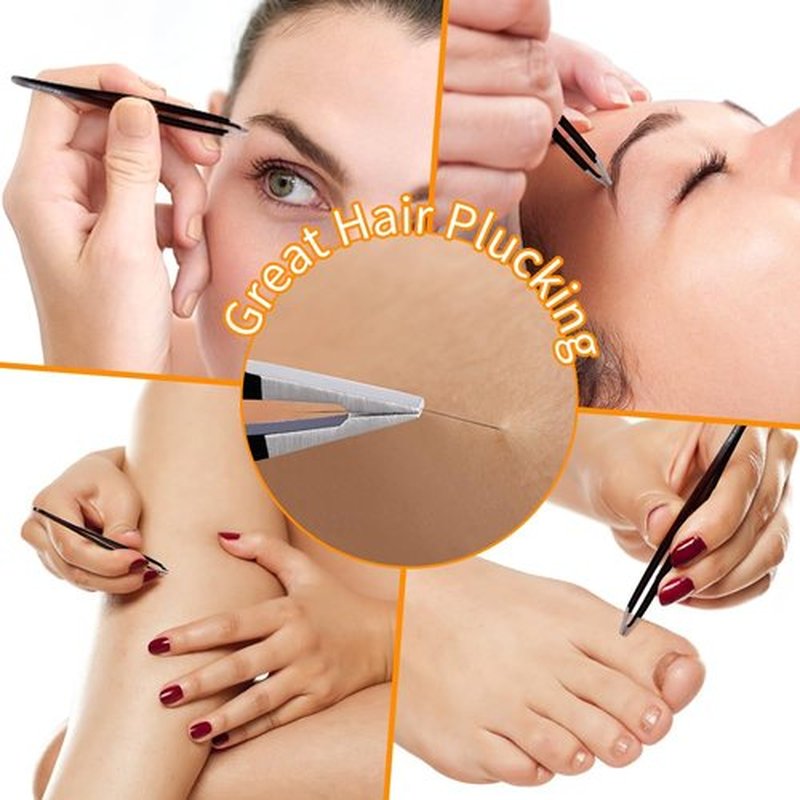 TsMADDTs Professional Stainless Steel Tweezers for Women and Men, 7 Pack Precision Tweezers for Eyebrows with Curved Scissors and Eyebrow Razor for Ingrown Hair