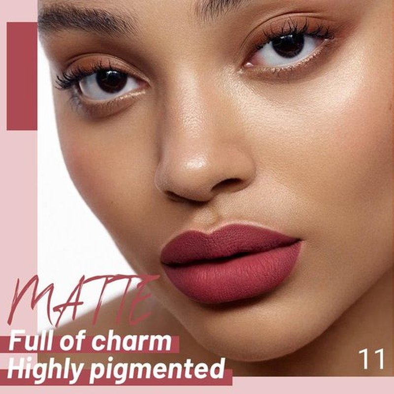 JUAAZIN Wine Matte Liquid Lipstick, With Highly Pigmented and Rich Colors Lip Gloss, Long-Lasting Wear Non-Stick Cup Not Fade Waterproof Lipstick Makeup for Women(Wine 11#)