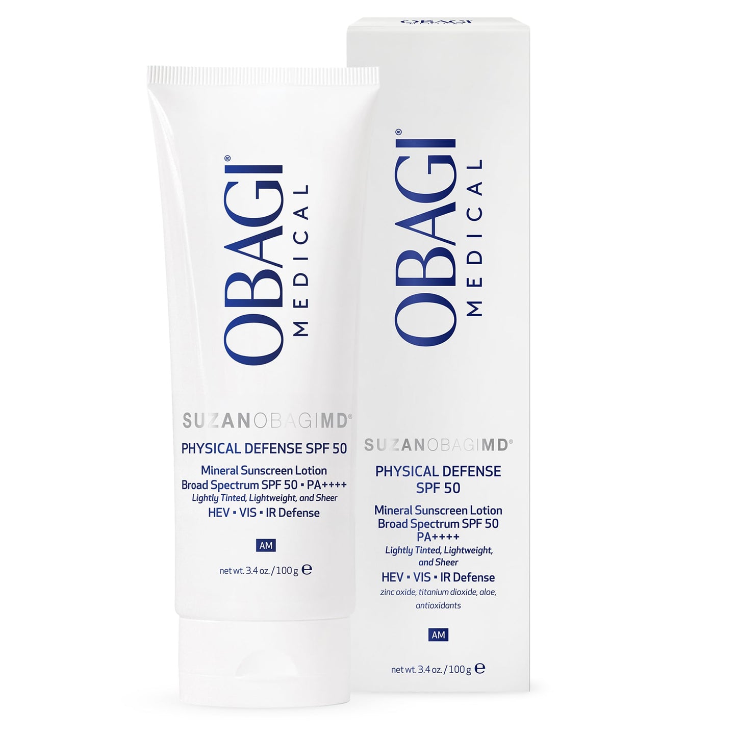 Obagi Medical SUZANOBAGIMD Physical Defense Broad Spectrum Mineral Sunscreen, SPF 50 - Mineral Face Sunscreen, Zinc Oxide And Titanium Dioxide Sunscreen for UVA and UVB Protection, Hypoallergenic - 3.4 oz