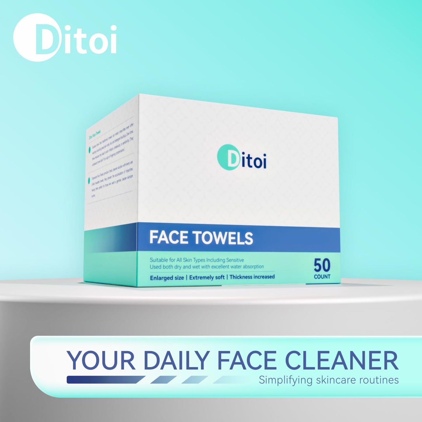 Ditoi Disposable Face Towels XL, Soft Cotton Facial Cleansing Cloths, Dry Face Towelettes for Makeup Removal, Sensitive Skin & Daily Skin Care,10"×12",150 Count (3 Pack)