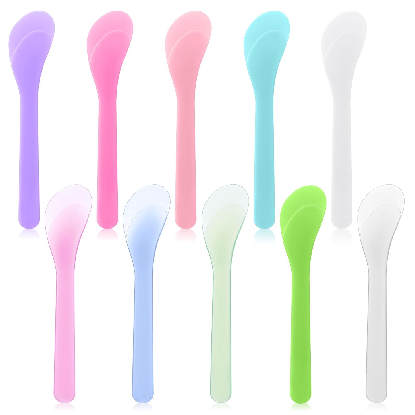 Ajcotahm 10 PCS 5 Inch Cosmetic Spatula, Skincare Lotion Spatula Face Cream Spatula, Makeup Beauty Spoon Reusable Cosmetic Mask Mixing Scoop Tool for Lotions Creams DIY Home Salon (Random Color)