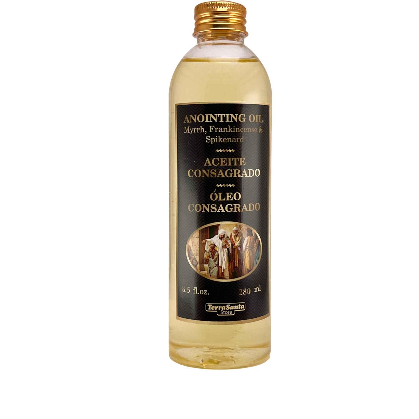 Essential Aromatic Essential Anointing Oil Perfume– Frankincense Myrrh and Spikenard - 8.5fl.oz 280ml – from Jerusalem Holy Land – Plastic Bottle for Personal Prayer Rituals & Spiritual Communion