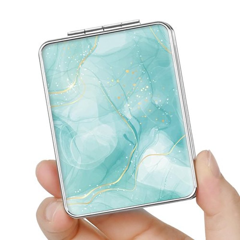 dcdcee Pocket Mirror, Small Travel Mirror with Magnification, Portable Double-Sided Magnifying Cosmetic Mirror for Daily (Beautiful Marble)