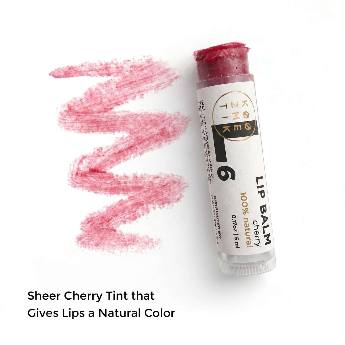 Cherry Lip Balm | Sheer Cherry Tint | Natural Lip Balm & Moisturizing Care with Shea Butter, Cocoa Butter, Beeswax & Almond Oil | Hydrating Lip Balm for Soft, Smooth & Healthy Lips | L6 KØØZMETIK