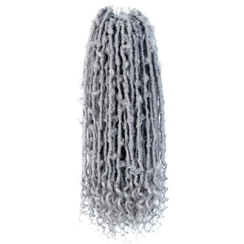 Crochet Butterfly Locs with Curly Ends 22 Inch, Boho Distressed Butterfly Locs Crochet Hair, Gray Bohemian Goddess Faux Butterfly Braids with Curly Ends (6 Packs, Gray)