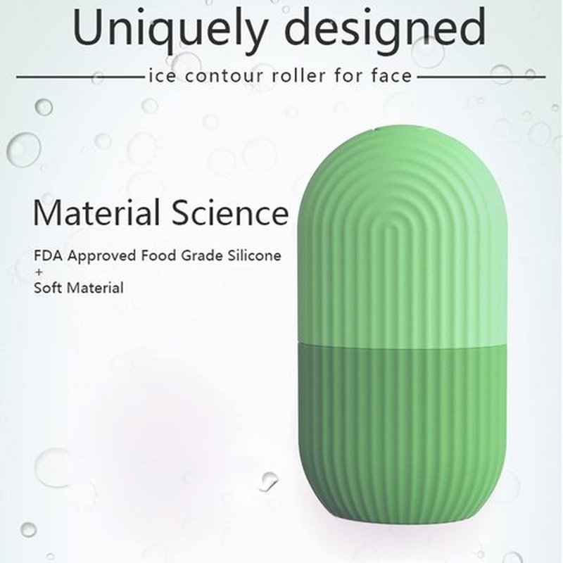 Joyeee Ice Face Roller, Reusable Silicone Mold Face Massage Eye Facial Beauty Skin Care Tools Apply Ice for Shrink Pores Anti Wrinkle Reduce Puffiness Improve Skin Elasticity, Striped, Green