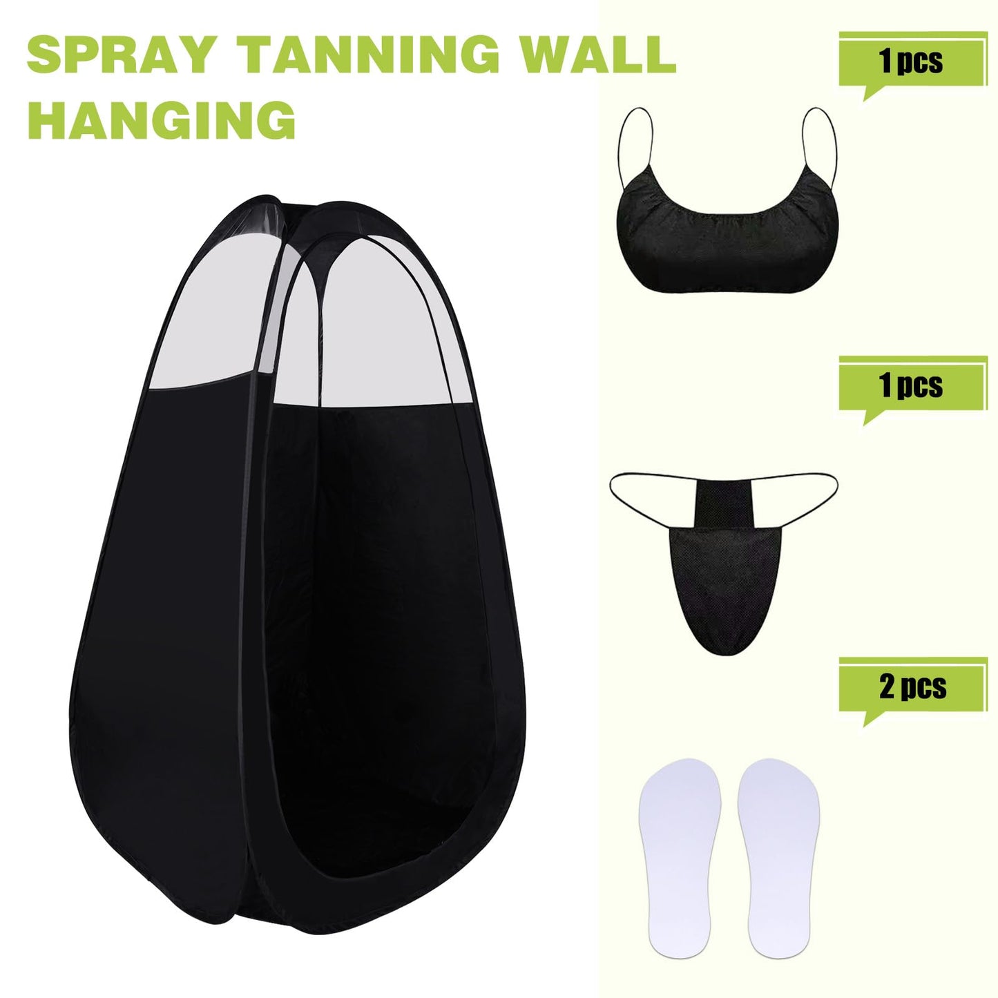 Large Spray Tan Tent Kit, Deluxe Pop Up Portable Professional Self Tanning Tent with Carry Bag Waterproof Floor, Sunless Spray Tan Booth with Vent Opening (Black)