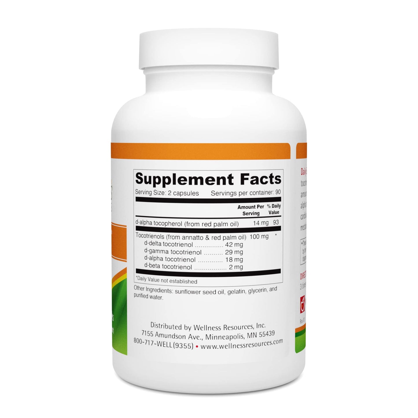 Wellness Resources Daily Super E Tocotrienol Complex - Full Spectrum Vitamin E with Delta, Gamma & Alpha Tocotrienols for Antioxidant Protection, Soy-Free, Natural Source, Non-GMO (180 Caps)