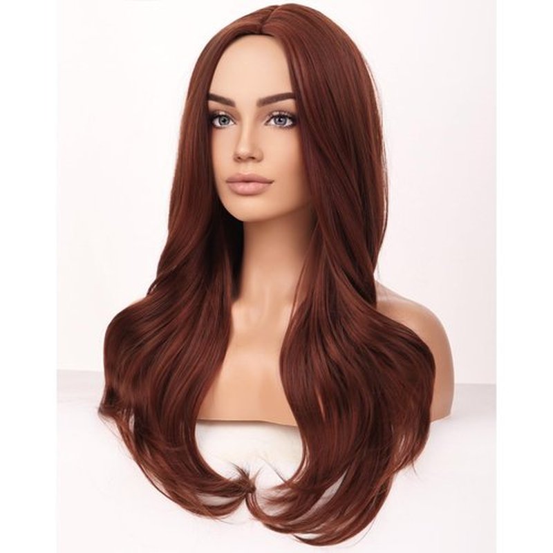 BERON Ginger Orange Wigs Long Wavy Wig for Women Natural Auburn Girls Heat Resistant Synthetic Hair Wigs for Cosplay Party Daily or Used