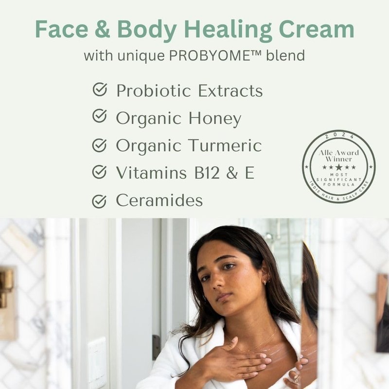 Moisturizing Cream for Dry, Sensitive Skin - Probiotic Extracts, Honey, Turmeric, Vitamin B12 | Fragrance-Free for Kids & Adults (3)
