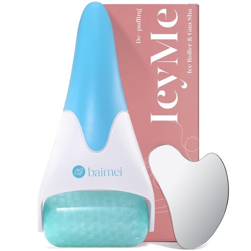 BAIMEI Cryotherapy Ice Roller and Gua Sha Facial Tools Reduces Puffiness Migraine Pain Relief, Skin Care Tools for Face Massager Self Care Gift for Men Women - Dark Blue