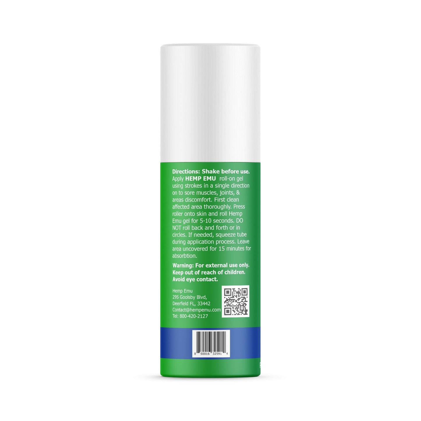 Hemp Emu - Hemp Roll On Gel - Muscle Rub for Back & Joint Discomfort - Soothing Gel with Organic Hemp Oil, Emu Oil, Menthol, Eucalyptus, Aloe Vera