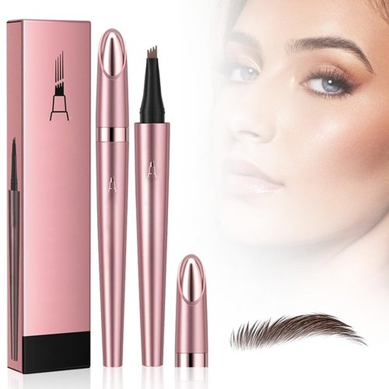 2024 New Eyebrow Pen Waterproof, Microblading Eyebrow Pencil, 4-Tipped Precise Brow Pen, Natural Eyebrow Makeup Eye Brow Pencil Fine Stroke Microblading Eyebrow Pen Stay on All Day (Light Brown)