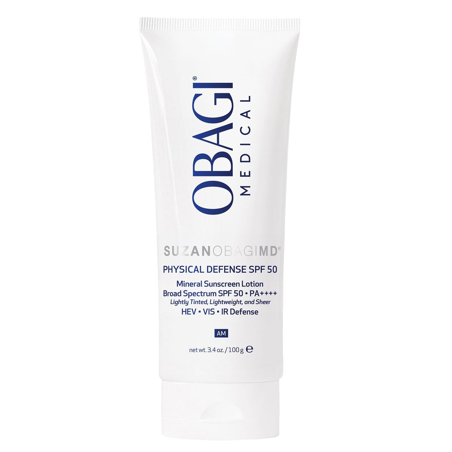 Obagi Medical SUZANOBAGIMD Physical Defense Broad Spectrum Mineral Sunscreen, SPF 50 - Mineral Face Sunscreen, Zinc Oxide And Titanium Dioxide Sunscreen for UVA and UVB Protection, Hypoallergenic - 3.4 oz