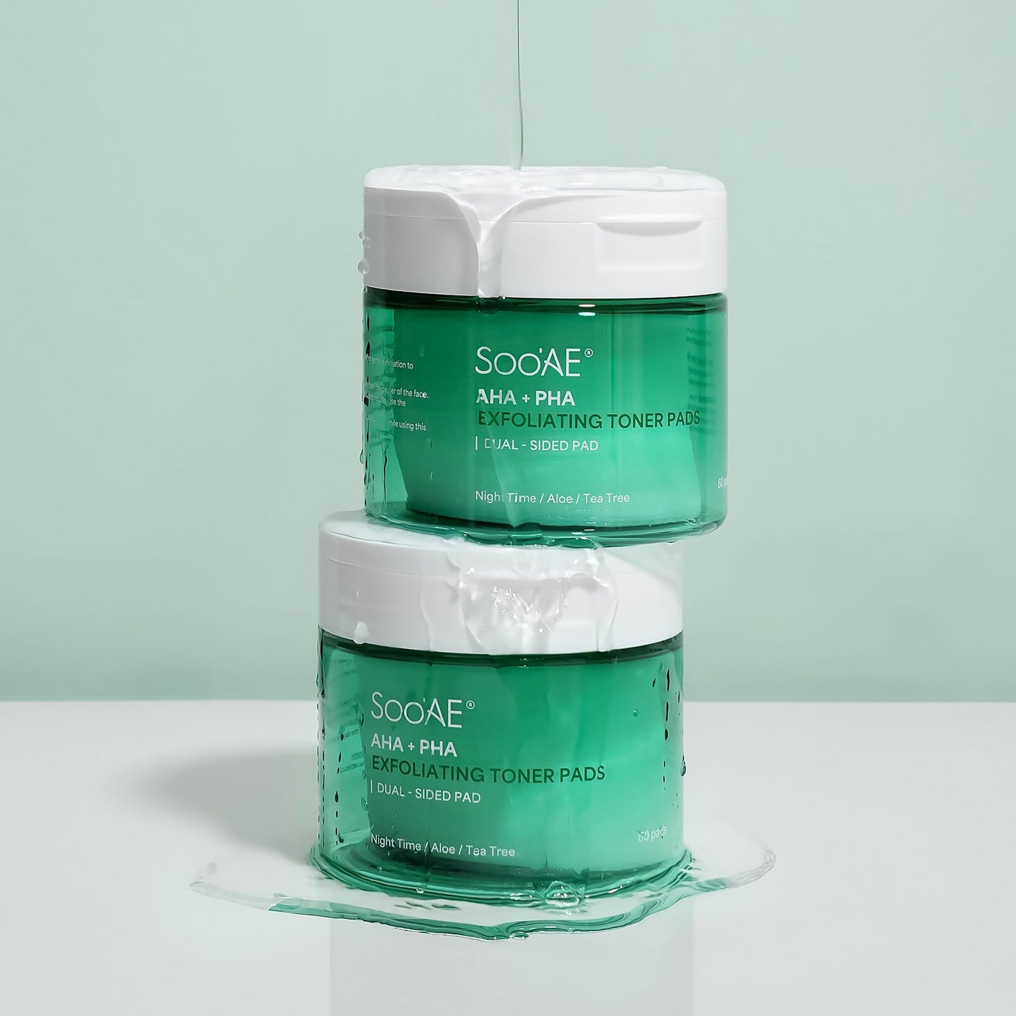 Soo'AE AHA + PHA Exfoliating Toner Pads, 60 Dual-Sided Pads I Smooth Skin Texture Care for Porcelain-Like Skin, Cruelty-Free, Korean Skincare