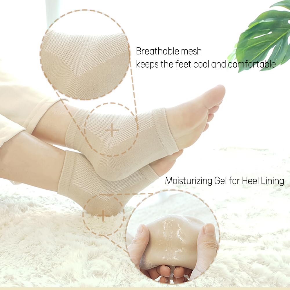 Moisturizing Gel Heel Socks to Repair Dry Cracked Heel - Soften, Soothe, and Revitalize Your Feet, for Men and Women (Black, 2 Pairs)