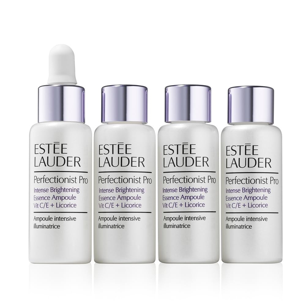 Estée Lauder Perfectionist Pro Treatment Intense Brightening Essence Serum Ampoule with Vitamin C/E + Licorice | Targets Dark Spots, 0.34 Fl Oz (Pack of 4)