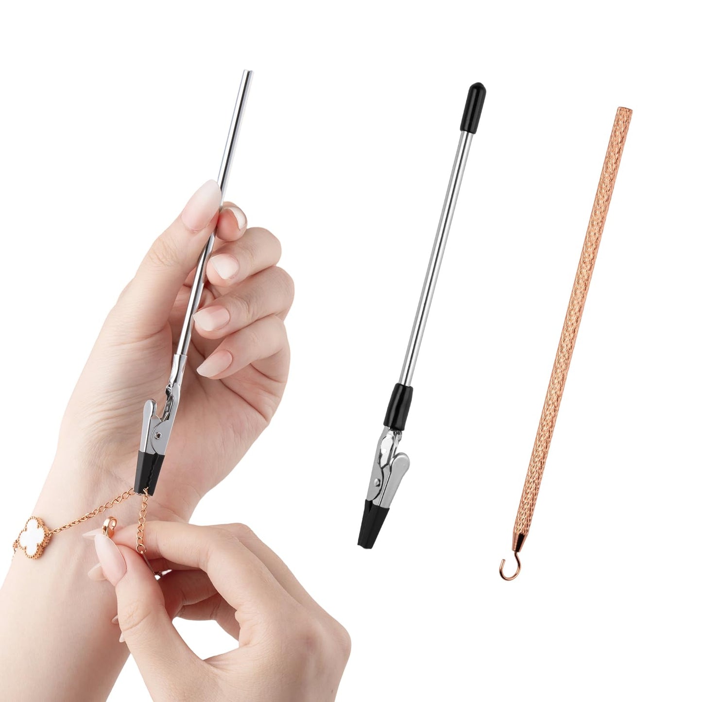 Vnsuyo 2 Pcs Bracelet Helper Tool, Portable Bracelet Helper Easy to Put on Yourself, Fastener Helpers Tool for Jewelry Clasps, Necklace, Zippers, Crafts