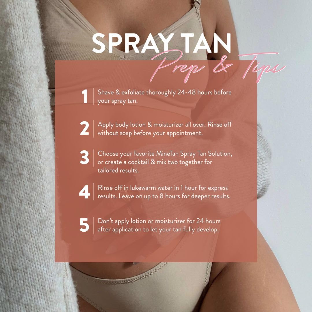 MineTan Spray Tan Solution | Caramel - Fake Tanning Mist Best for Warm Bronzed Glow Skin Finish, Fast Drying, 1 Hour Express, Hydrating, Salon Professional Formula, Vegan, 33.8 Fl Oz