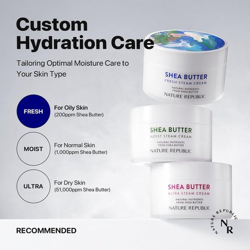 Nature Republic Shea Butter Steam Cream Fresh 100 ml / 3.38 fl. oz. Moisturizer, Facial Cream, Vitamin, Nourishing, Skincare, Sensitivity, Protective Barrier