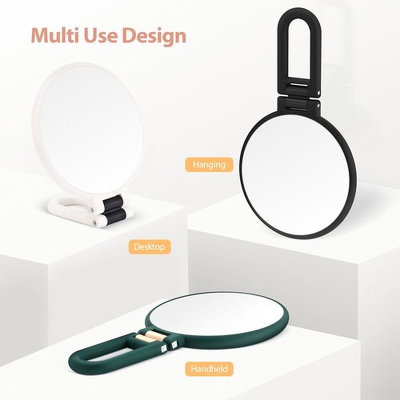 B Beauty Planet Hand Mirror, 30X Magnifying Mirror on Stand, Double Sided Magnifying Mirror with 30X/1X Magnification, 360°Adjustable Handle, Portable Travel Makeup Mirror for Eyebrow Plucking White