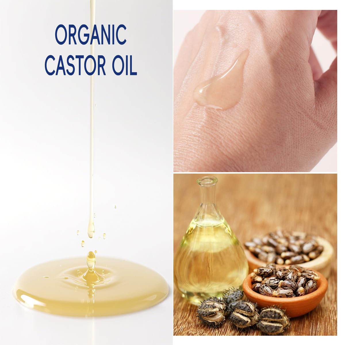 WenFeng Organic Castor Oil Roll On with Rose Quartz Roller Ball