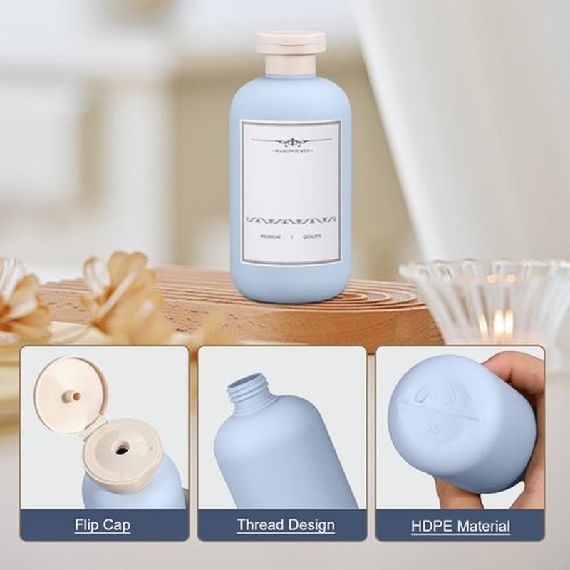 UMETASS 6.8oz Travel Bottles for Toiletries, Empty Plastic Squeeze Bottles with Flip Cap, Lotion Container for Toiletries (3 pack, bule)