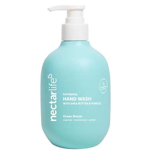 Nectar Life Hand Wash 14oz, Exfoliating and Moisturizing Hand Soap with Volcanic Pumice, Jojoba Oil & Shea Butter (Ocean Breeze)