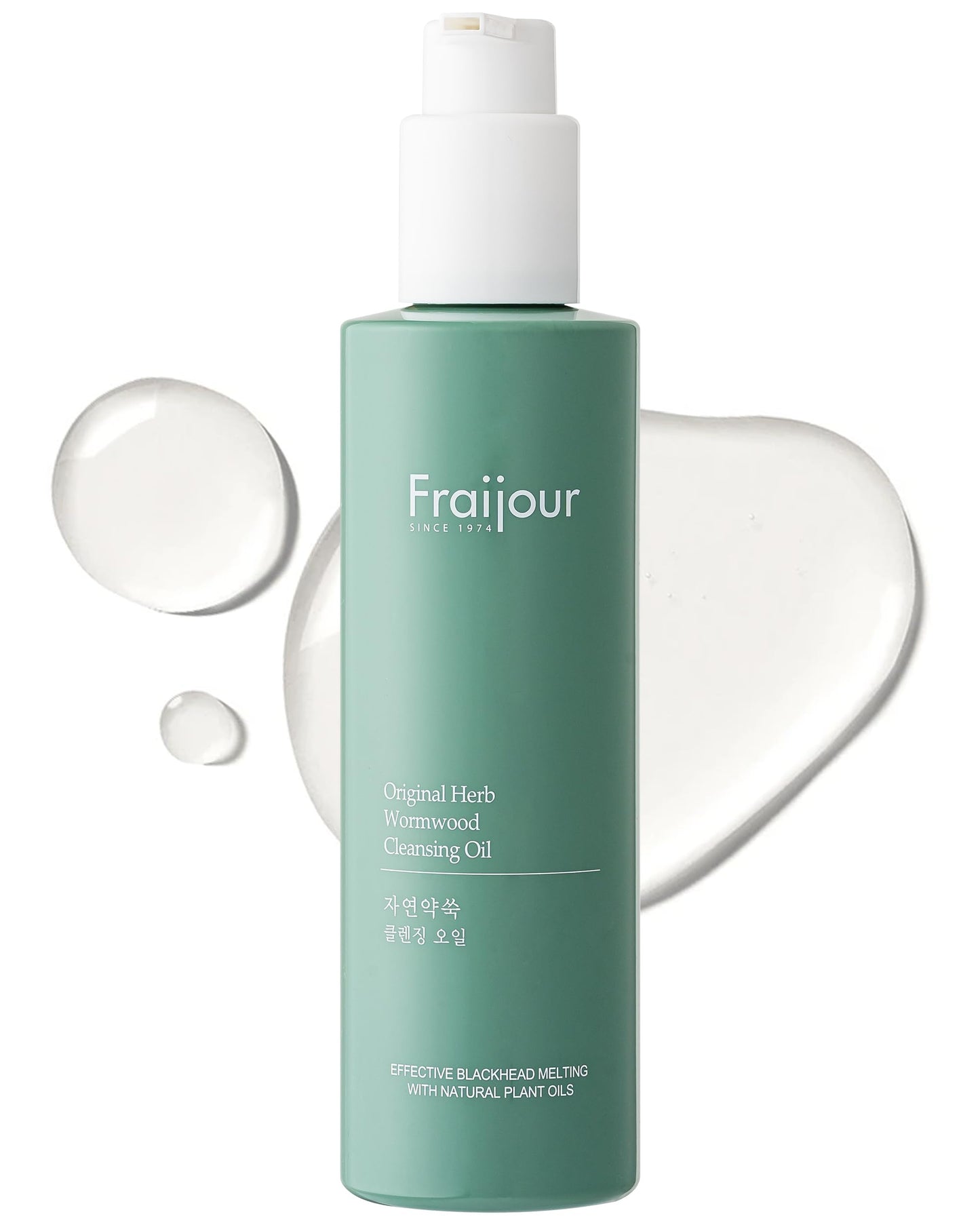 Fraijour Herb Wormwood Cleansing Oil – Korean Deep Cleansing Makeup Remover & Pore Minimizer for Oily, Acne-Prone Skin, AHA BHA Exfoliation, Olive & Jojoba Oils, Lightweight, 7.1 fl.oz.