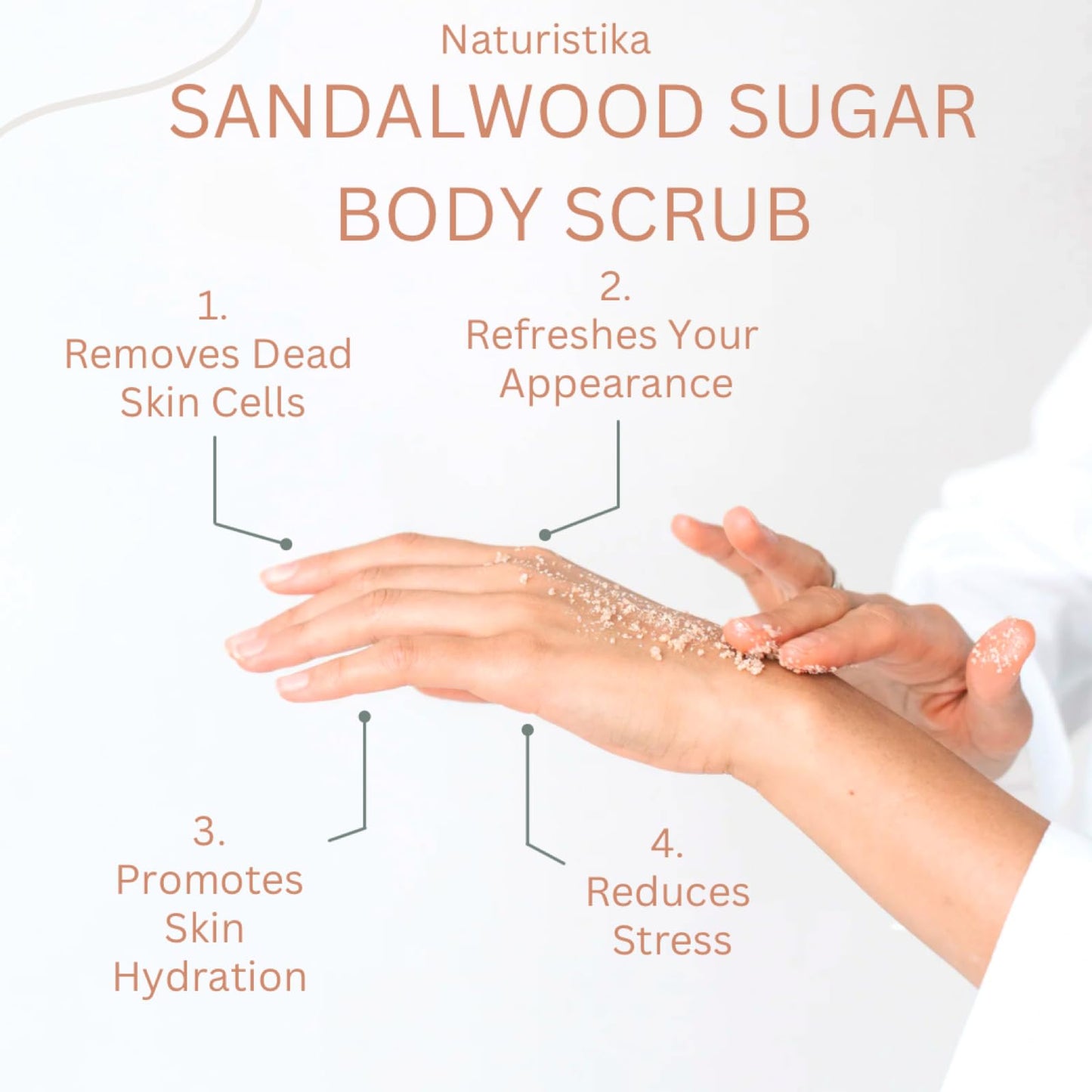 Naturistika Sandalwood Sugar Body Scrub – Exfoliating & Moisturizing Scrub with Premium Oils & Fair-Trade Sugar – Body, Hand & Foot Scrub – Vegan & Natural Skincare – 10 oz Jar – Made in USA
