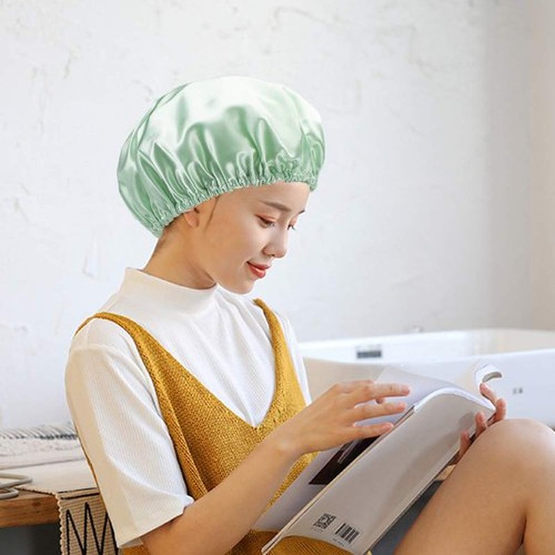AmazerBath Shower Caps for Women, 4 PCS Waterproof Bath Caps, Elastic and Reusable Shower Hair Cap, Double Layers Hair Cap, Environmental Protection Bathing Hat