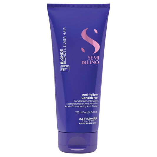 Alfaparf Milano Semi di Lino Blonde Purple Conditioner - Anti-Yellow Treatment for Blonde & Silver Hair, 6.76oz