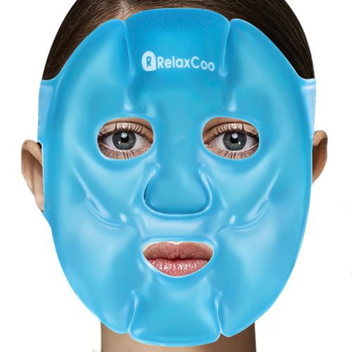 RelaxCoo Cold Face Eye Mask Ice Pack Reduce Face Puff,Dark Circles,Gel Hot Cold Compress,Face SPA for Woman Sleeping, Pressure, Headaches, Skin Care， Blue