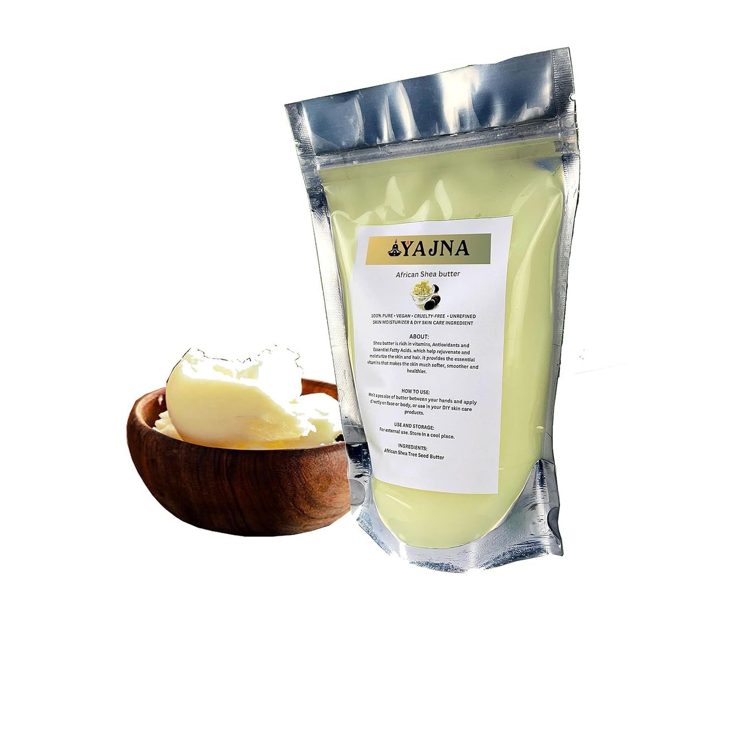Yajna Organic Raw African Shea Butter 100% Pure,Natural & Unrefined| Skin Moisturizer For Face, Body & Hair| 4 Oz/115 GM Ivory/White Grade A | DIY Creams, Balms, Lotions, Soaps| Moisturizes Dry Skin