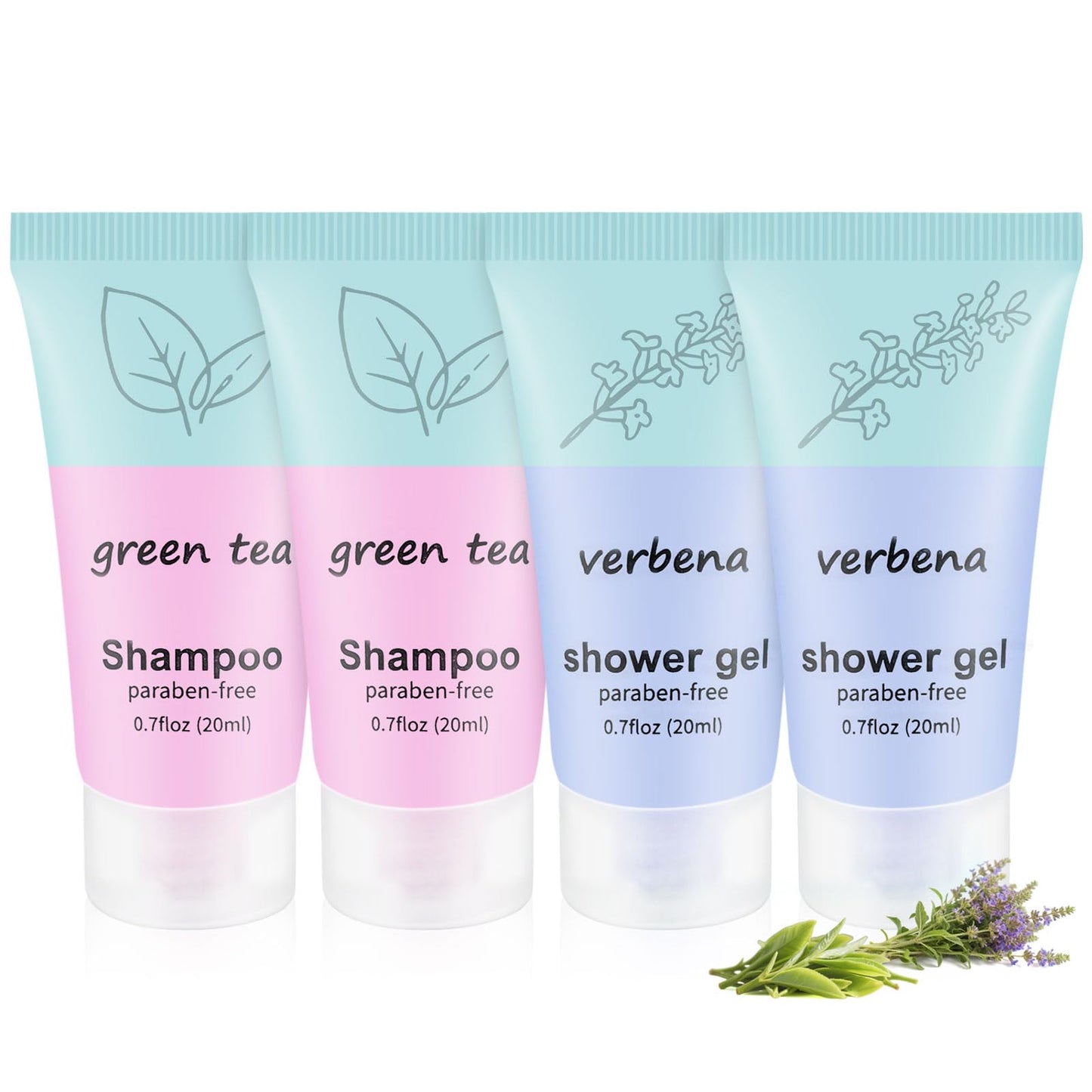 fafortune Travel Body Wash and Shampoo Bulk 0.7fl Oz,Travel Size Shower Gel Set,Small Mini Body Wash Bulk,Shampoo Mini,Hotel Supplies for Guests Vacation Homeless Hotel (pack of 20)