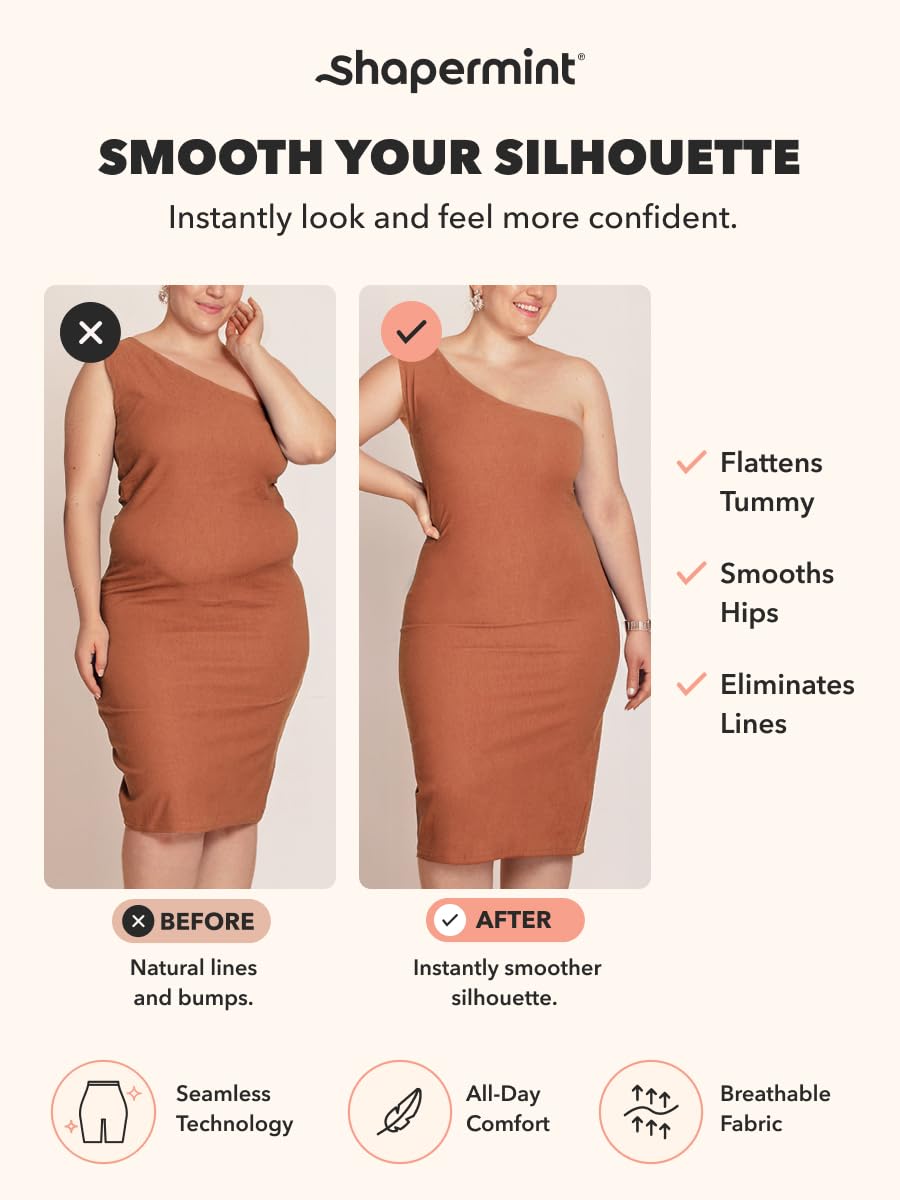 SHAPERMINT Shapewear for Women - High-Waisted Shapewear Tummy Control Shorts, Thigh Slimmer, Underwear for Women Nude