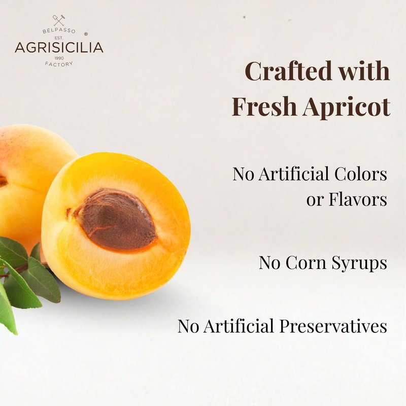 Sicilian Apricot Jam - Authentic Italian Fruit Preserve in Glass Jar | 12.7 oz (360 g)