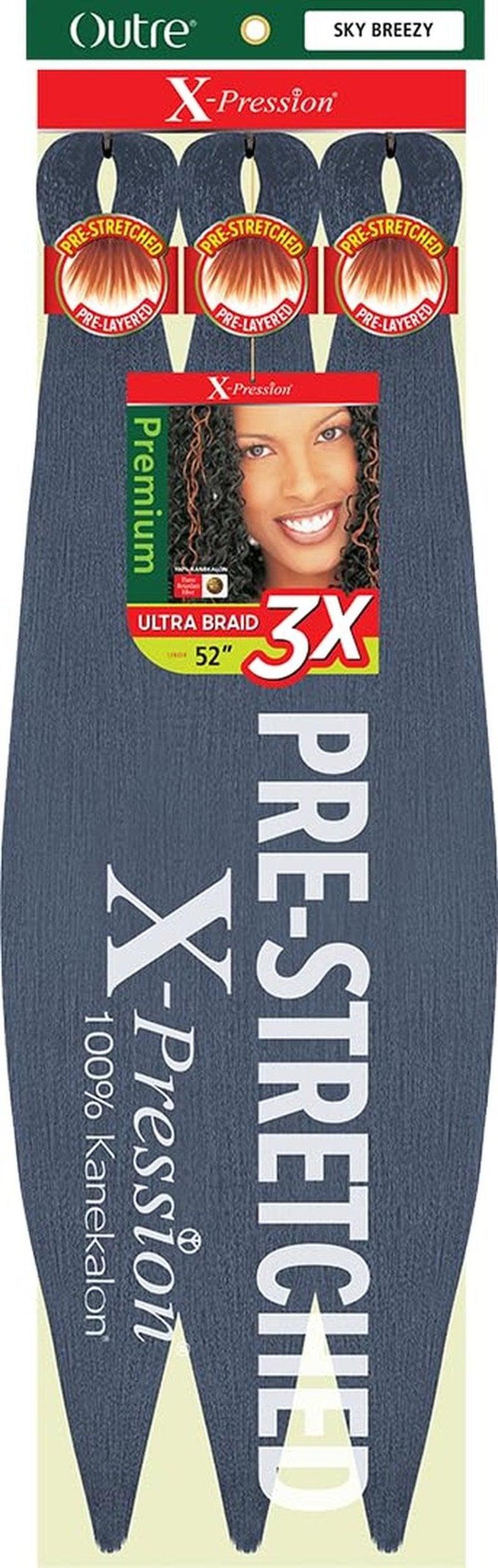 [3 PACK DEAL] Outre X-Pression Braid-Pre Stretched Braid 52" 3X 3 Packs (SKY BREEZY)
