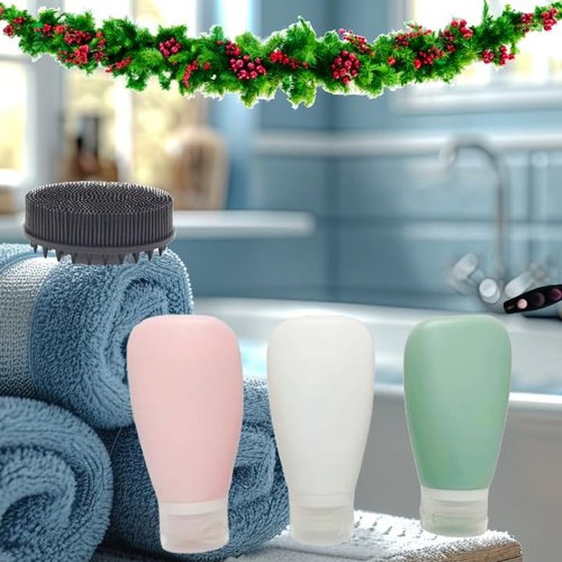 LYOB Travel Bottles for Toiletries, TSA Approved 3oz Leak Proof Silicone Refillable Squeeze Travel Size Containers BPA Free for Cleansers, Lotions, 3-pk (Pink-White-Teal)