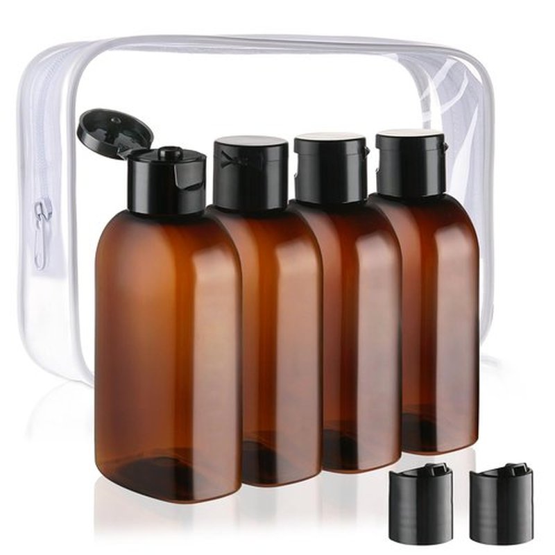 Cosywell Travel Shampoo Bottles 4pcs 3.4oz TSA Approved Travel Size Bottles for Toiletries Leak Proof Empty Lotion Containers with Flip Cap Small Plastic Squeeze Bottles