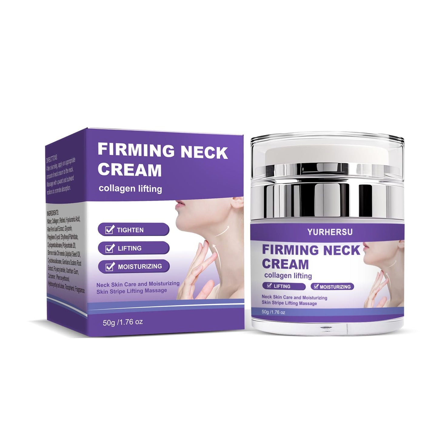 YURHERSU Firming & Anti-Wrinkle Neck Cream with Retinol & Collagen, Hydrating Neck Cream for Tightening and Lifting, Firm Lift Moisturizer Cream Reduces Fine Lines for Women Daily Skin Care, 1.76 oz