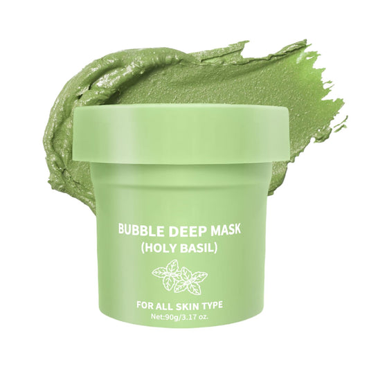 ZYGCDZ Holy Basil Bubble Deep Cleansing Mask with Carbonated Water for Pore Cleansing & Blackhead Removal, Korean Clay Bubble Wash-Off Facial Pack, 90g / 3.17 oz (01)