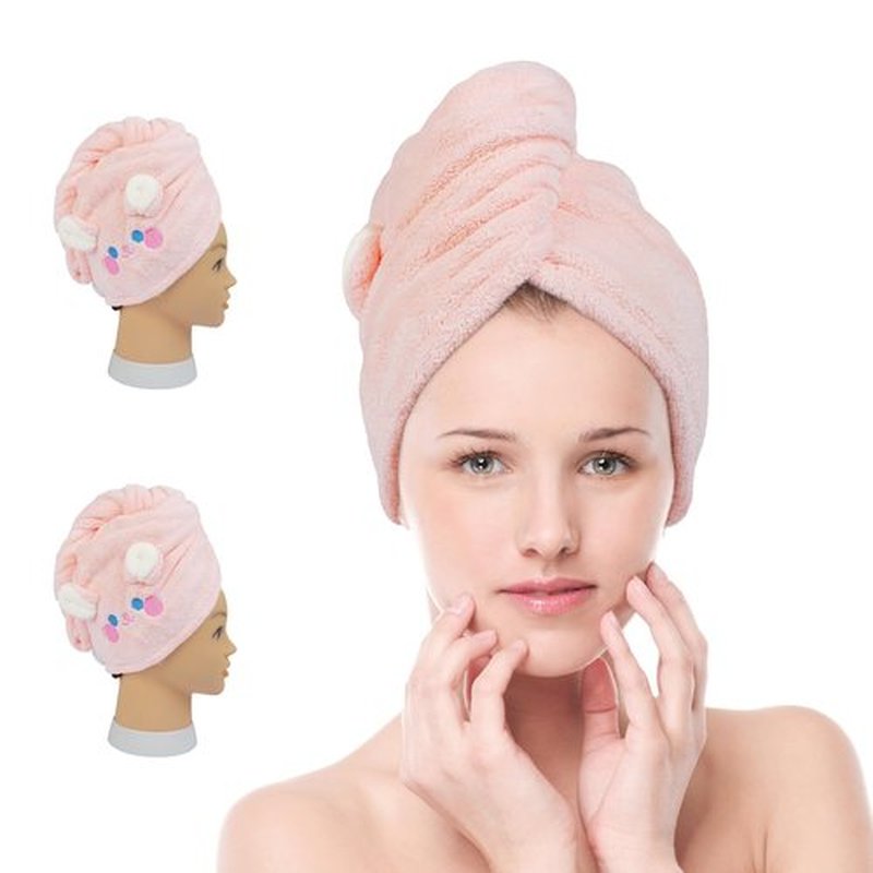 WSLFOKIDA Hair Towel, 2 Packs for Wet Hair, Hair Drying Towels, Ultra Absorbent Twist Hair, for Drying Long & Thick Hair (Pink)
