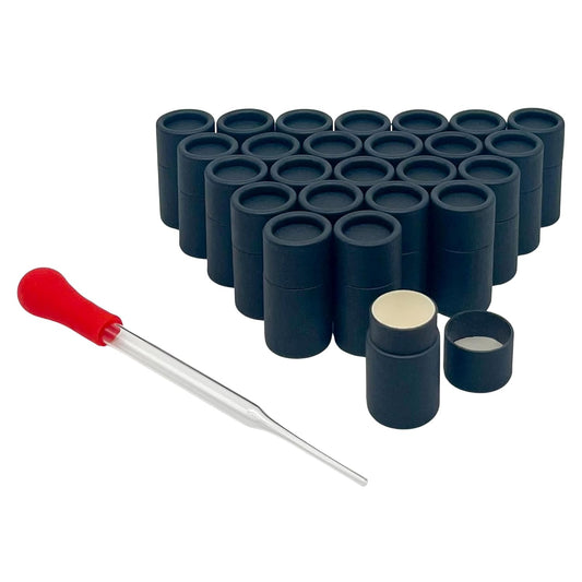 Kraft Paperboard Lip Balm Tubes - 0.2oz Refillable DIY Containers | 25 Pack, Short Style, Black