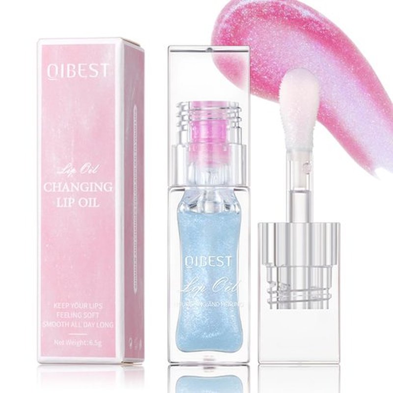 Hvecom Magic Color Changing Lip Oil Ph, Glitter Moisturizing Lip Glow Oil, Upgraded Big Brush Head Warm Change Lip Gloss, Long Lasting Nourishing Plumping Glimmer Glow Lipstick Lip Tint (02#)