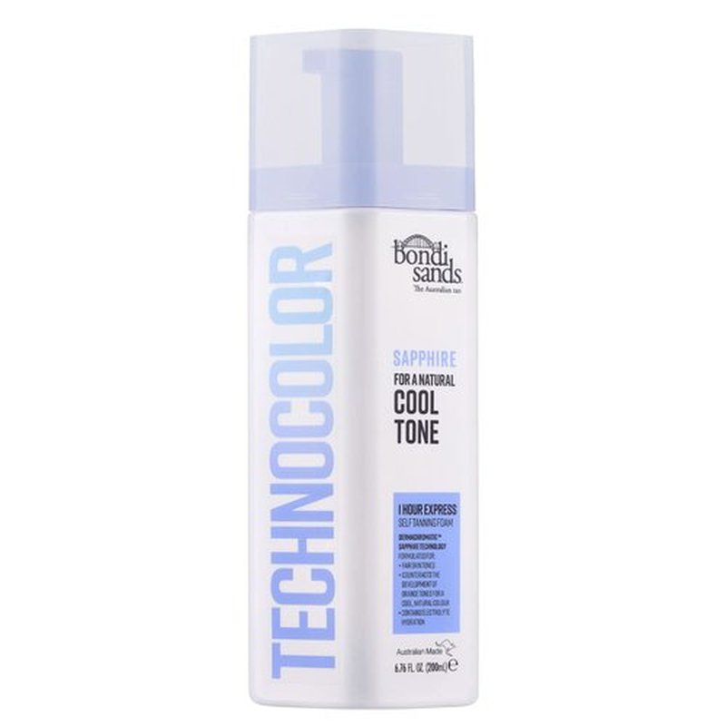 Bondi Sands Technocolor Sapphire 1 Hour Express Self Tanning Foam|Best for Fairer Skin Tones Looking to Achieve a Natural, Cool Toned Tan|6.76 fl. oz.