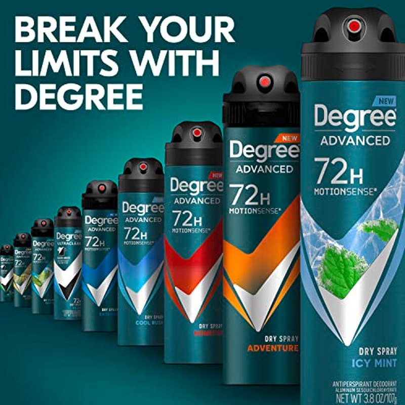 Degree Men Advanced Antiperspirant Deodorant Dry Spray Icy Mint 3 Count 72-Hour Sweat and Odor Protection Deodorant For Men With MotionSense Technology 3.8 oz